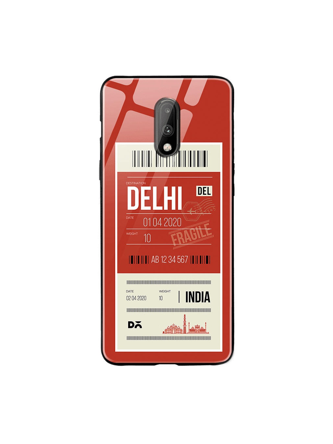 

DailyObjects Red & White Delhi City Tag OnePlus 7 Glass Case