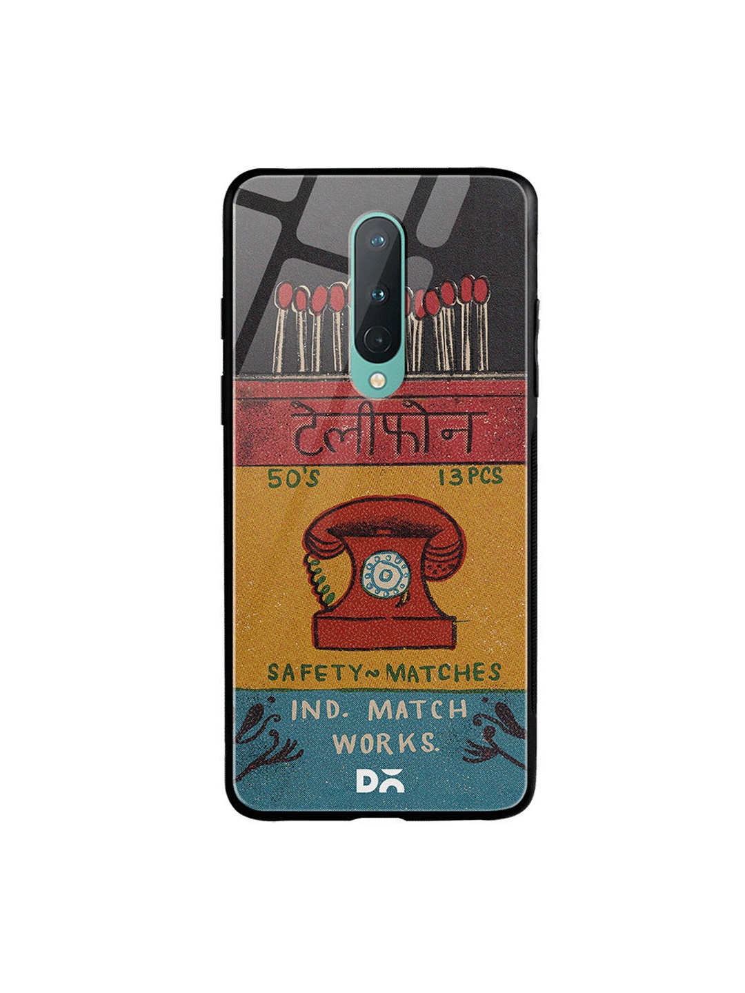 

DailyObjects Black & Red Telephone Matchbox OnePlus 8 Glass Case