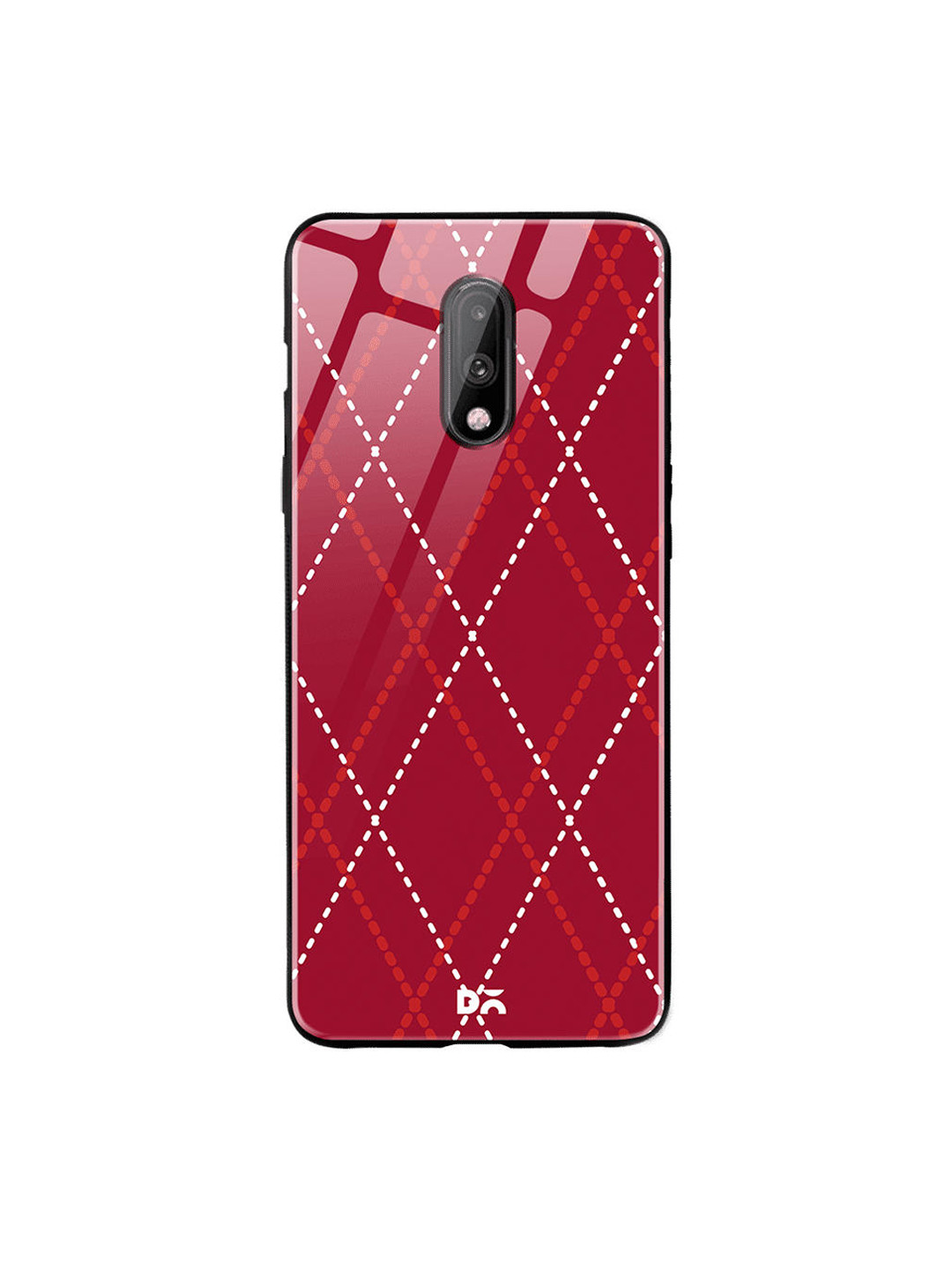 

DailyObjects Red & White Brick Diamond OnePlus 7 Glass Case