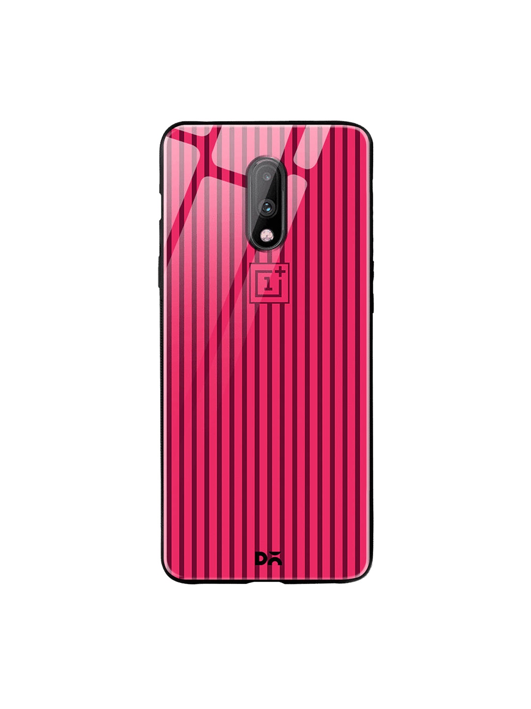 

DailyObjects Pink & Burgundy Stripes OnePlus 7 Glass Case