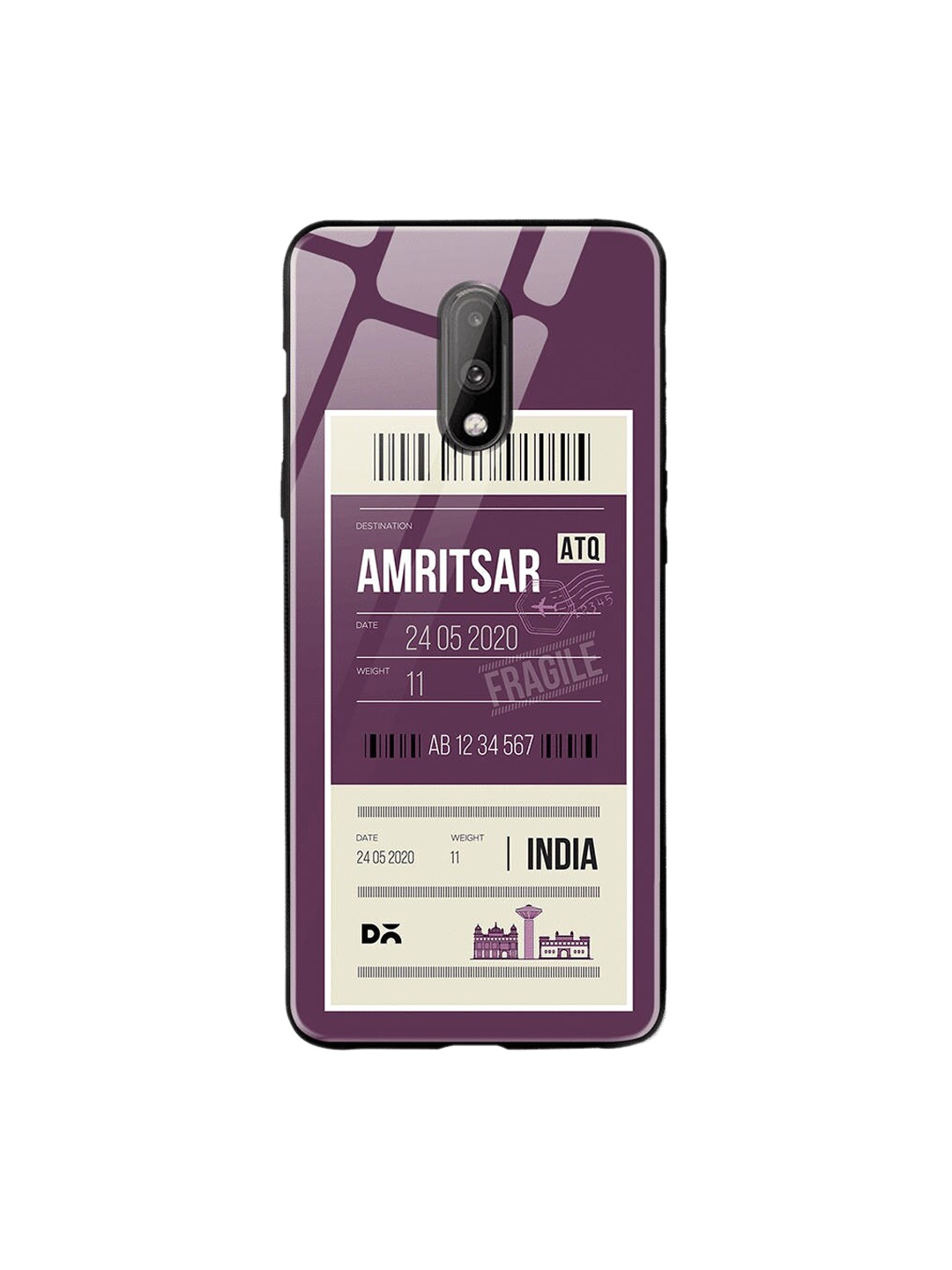 

DailyObjects Purple & White Amritsar City Tag OnePlus 7 Glass Case