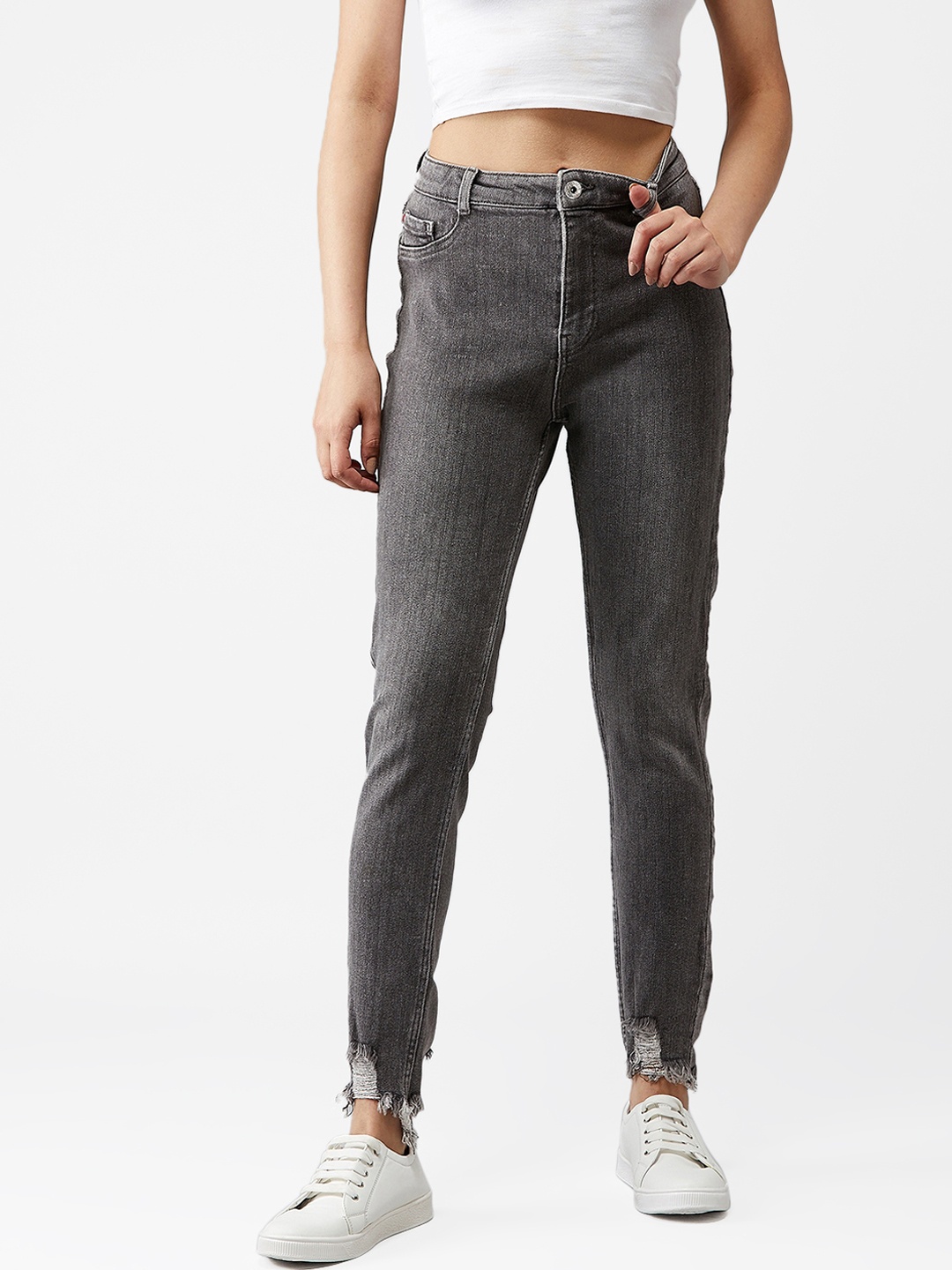 

Kotty Women Grey Skinny Fit High-Rise Clean Look Jeans