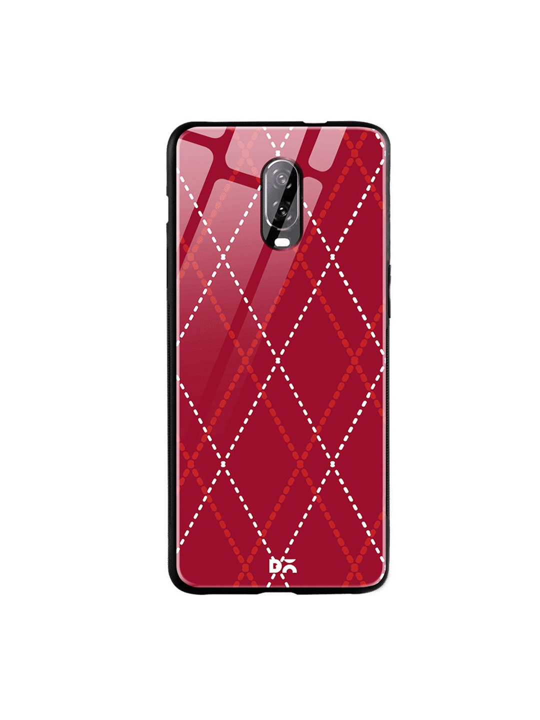 

DailyObjects Red & White Brick Diamond OnePlus 6T Glass Case