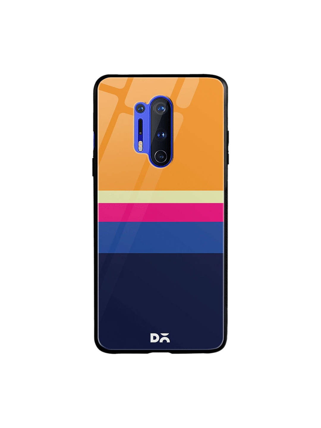 DailyObjects Blue & Orange Colourblocked OnePlus 8 Pro Glass Case