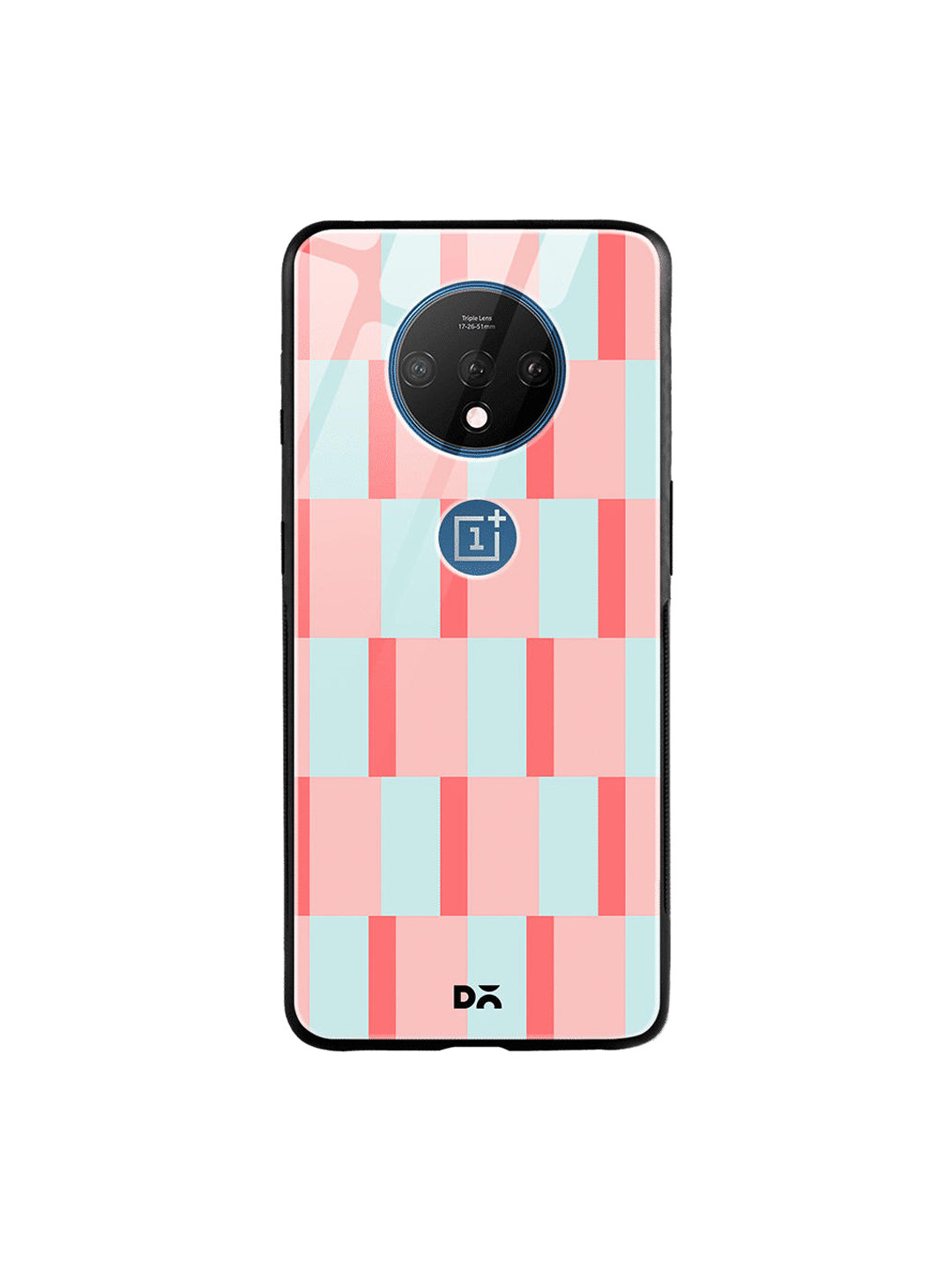 

DailyObjects Pink & Blue Dual Blush Checks OnePlus 7T Glass Cover