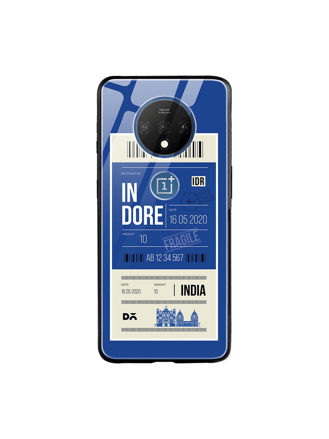 

DailyObjects Blue & White Indore City Tag OnePlus 7T Glass Cover