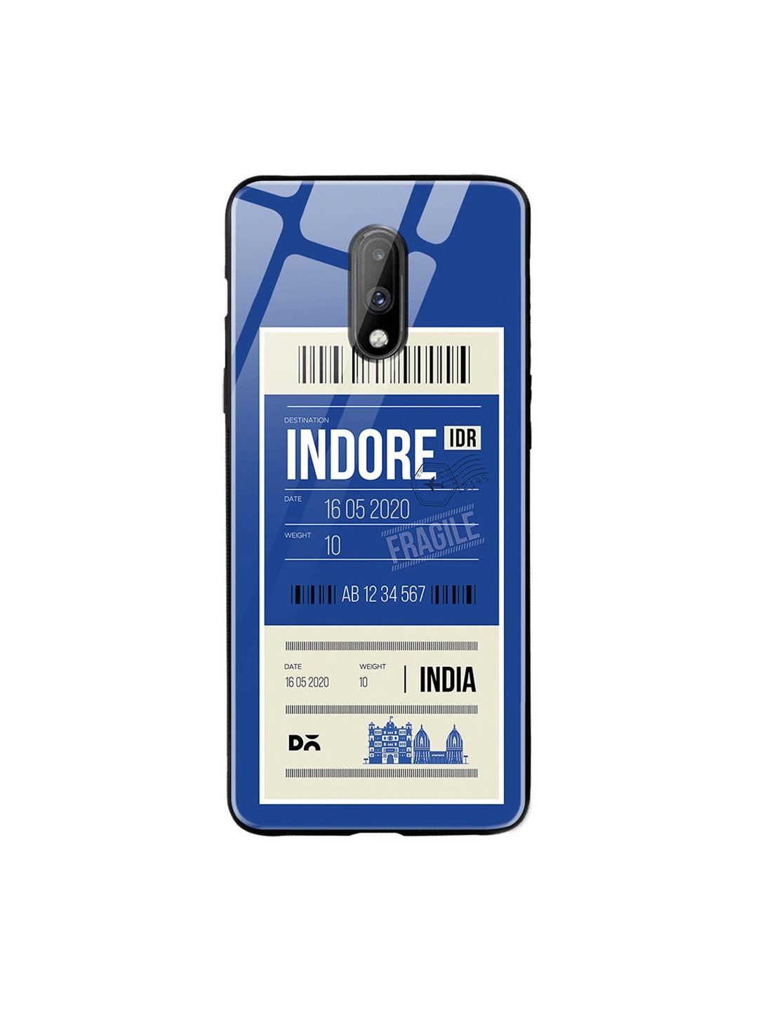

DailyObjects Blue & White Indore City Tag OnePlus 7 Glass Cover