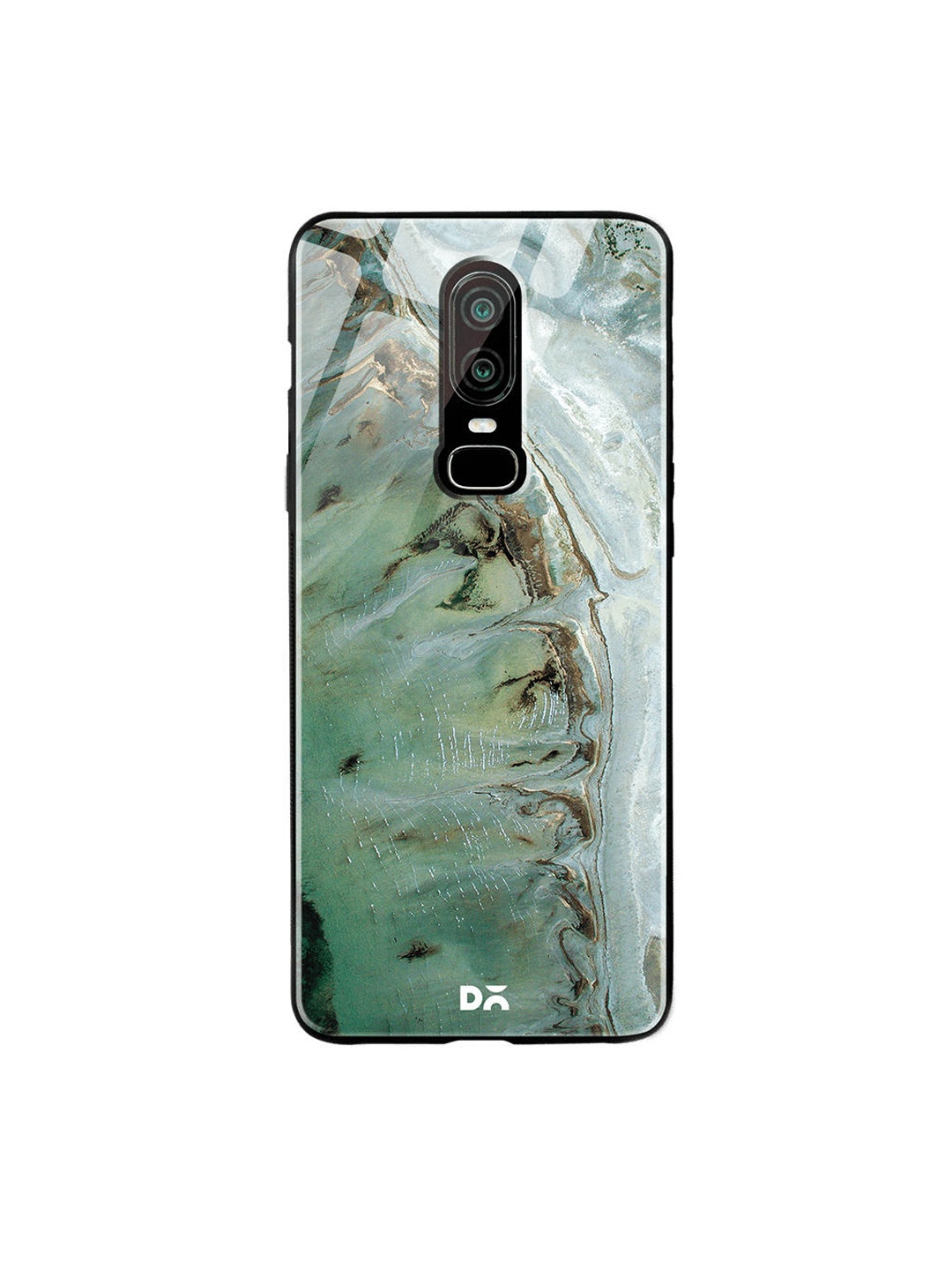 

DailyObjects Sea Green & Brown Beach Marble OnePlus 6 Glass Case