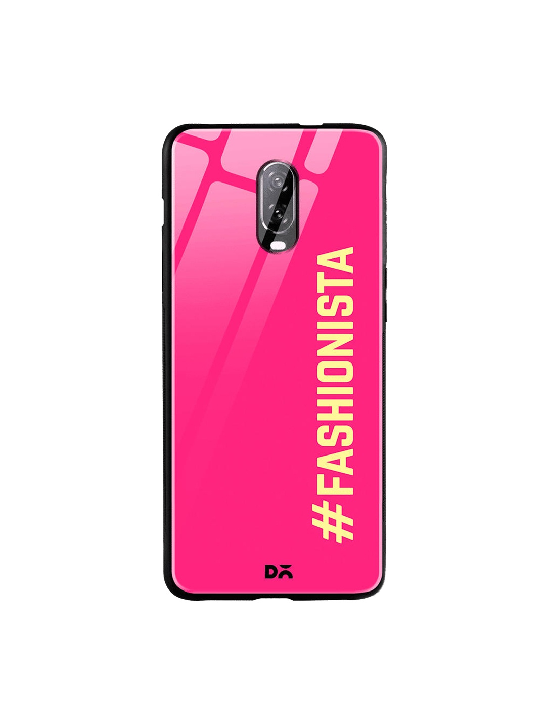 

DailyObjects Pink & Yellow Fashionista OnePlus 6T Glass Case
