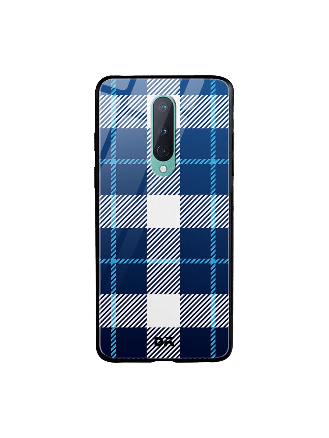 DailyObjects Blue & White Nightfall Rope Checks OnePlus 8 Glass Case