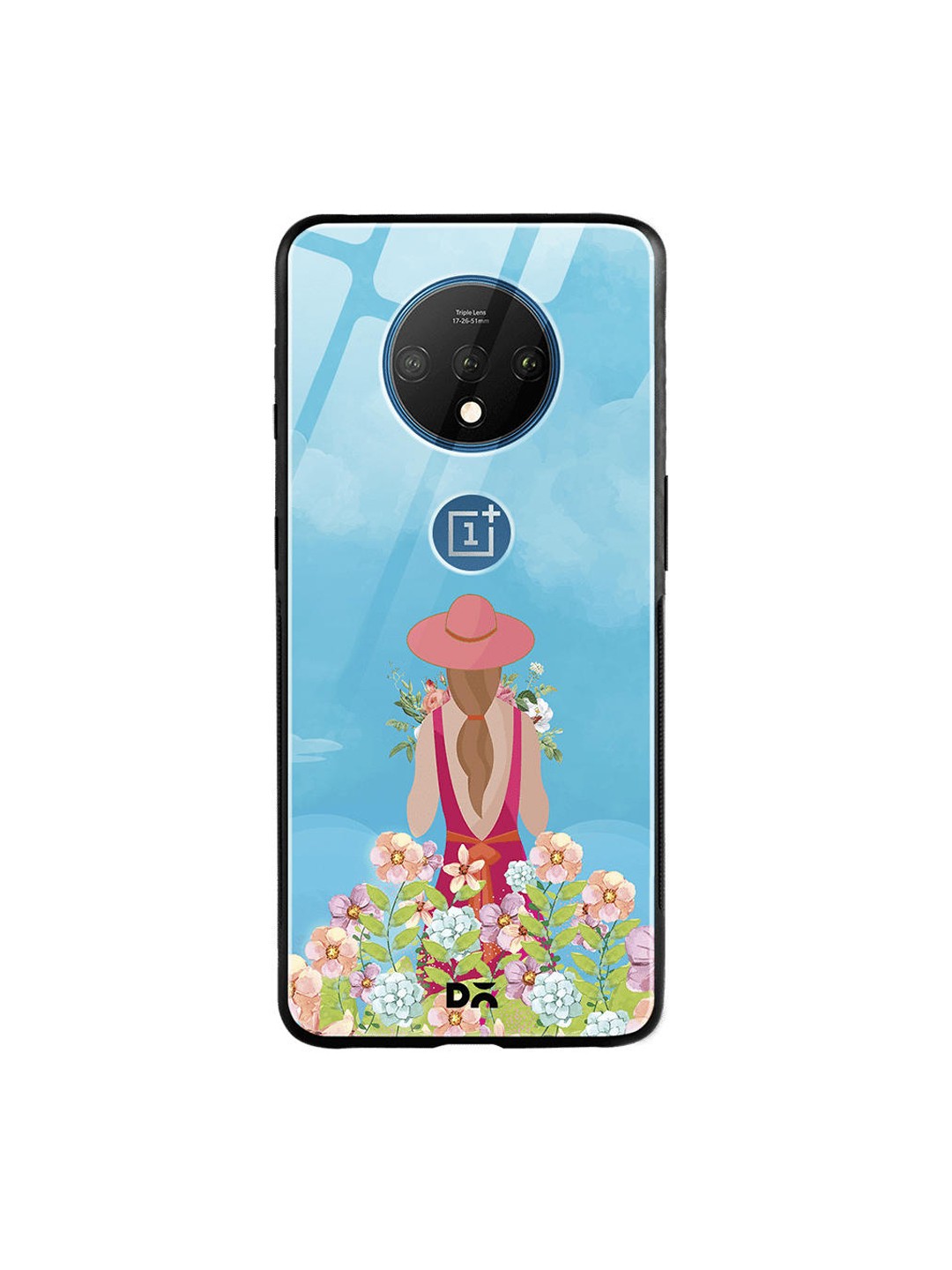 

DailyObjects Blue & Pink Flowerland OnePlus 7T Glass Case
