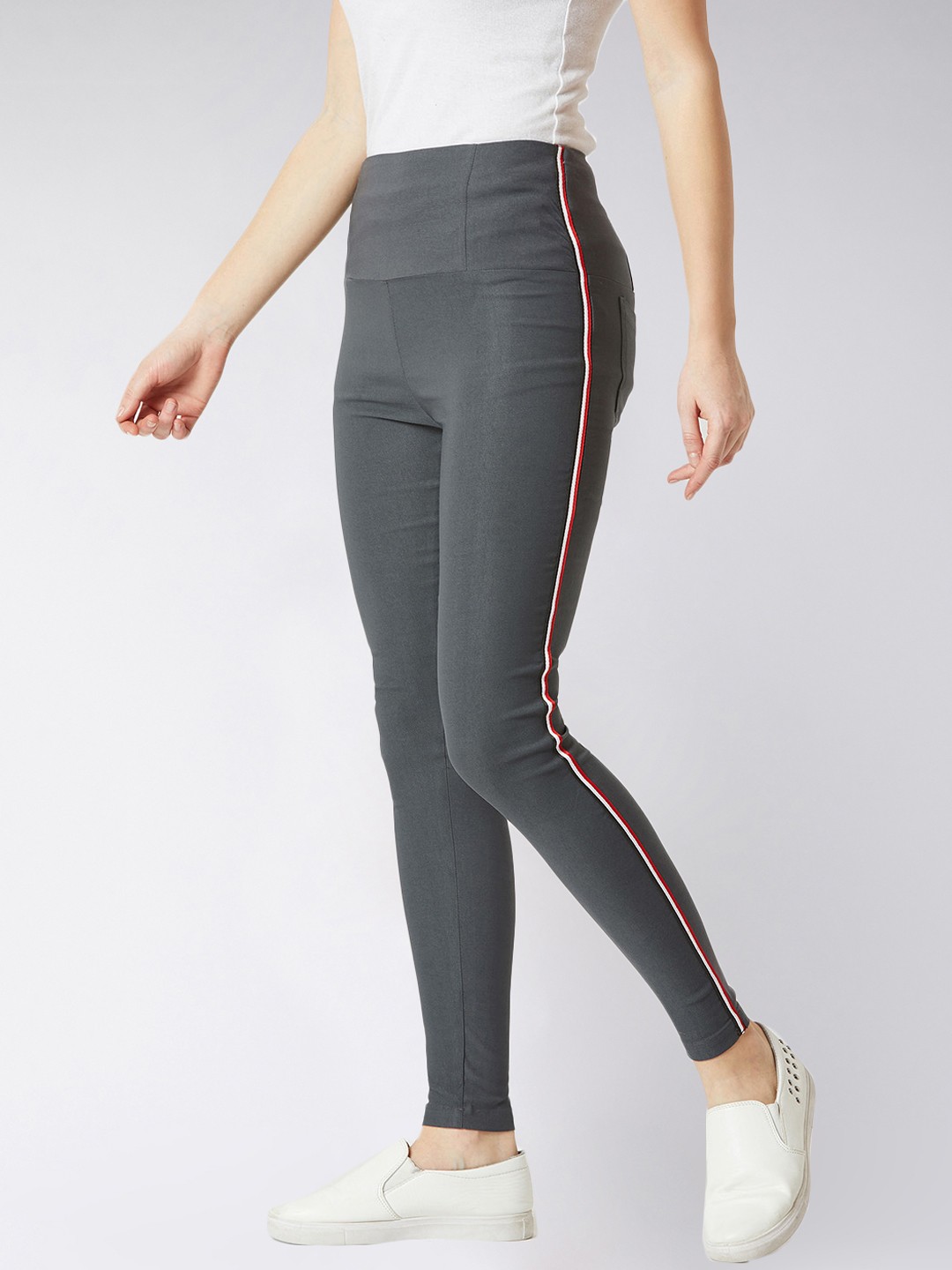 

Miss Chase Women Grey Skinny-Fit High-Waist Jeggings