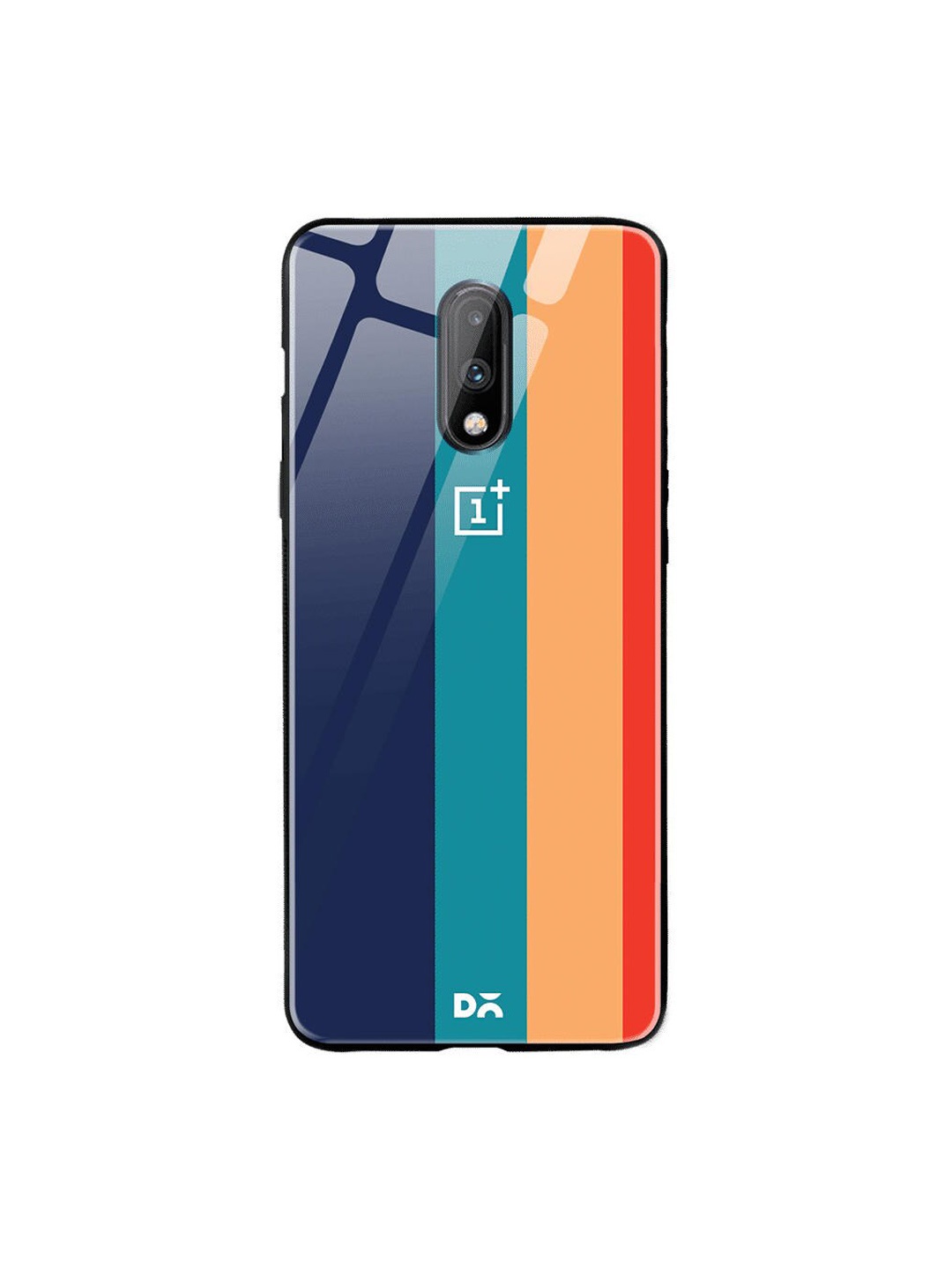 

DailyObjects Navy Blue & Orange Vertical OnePlus 7 Glass Cover