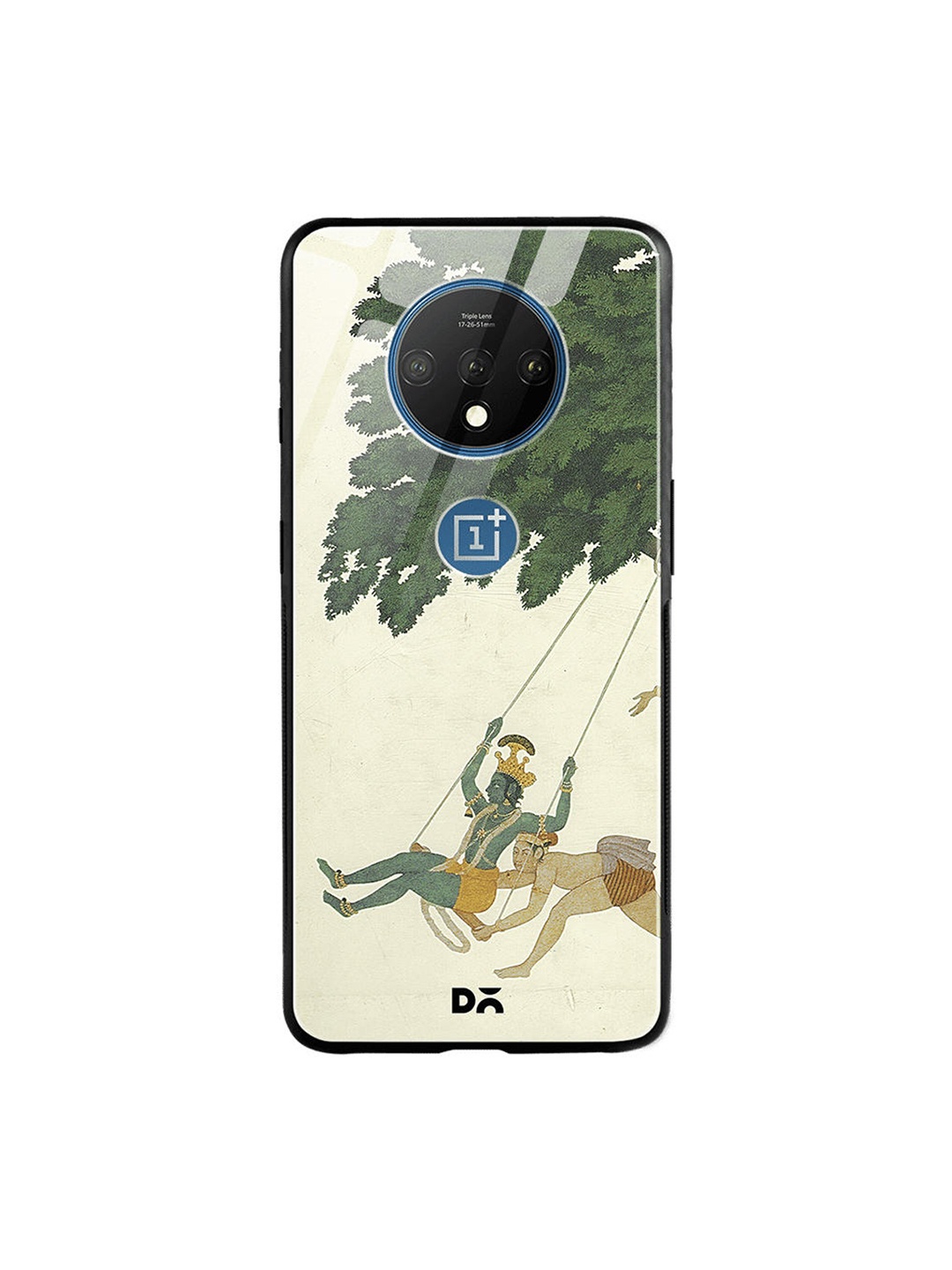 

DailyObjects White & Green Krishna Swings Passport Cover OnePlus 7T Glass Case