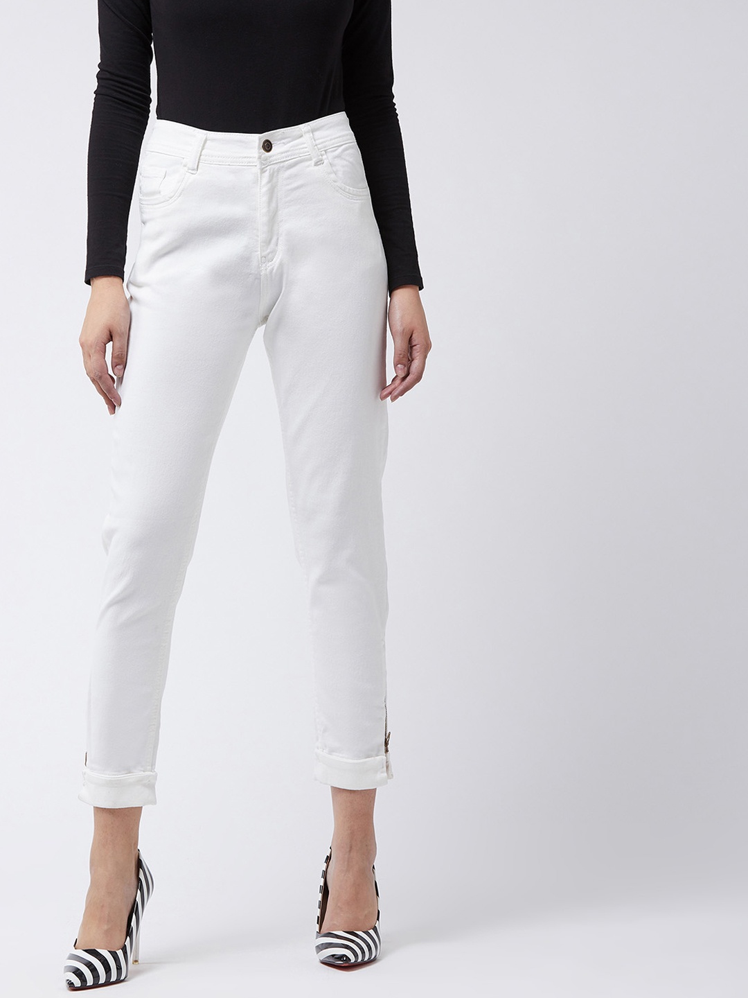 

Miss Chase Women White Skinny Fit High-Rise Clean Look Jeans
