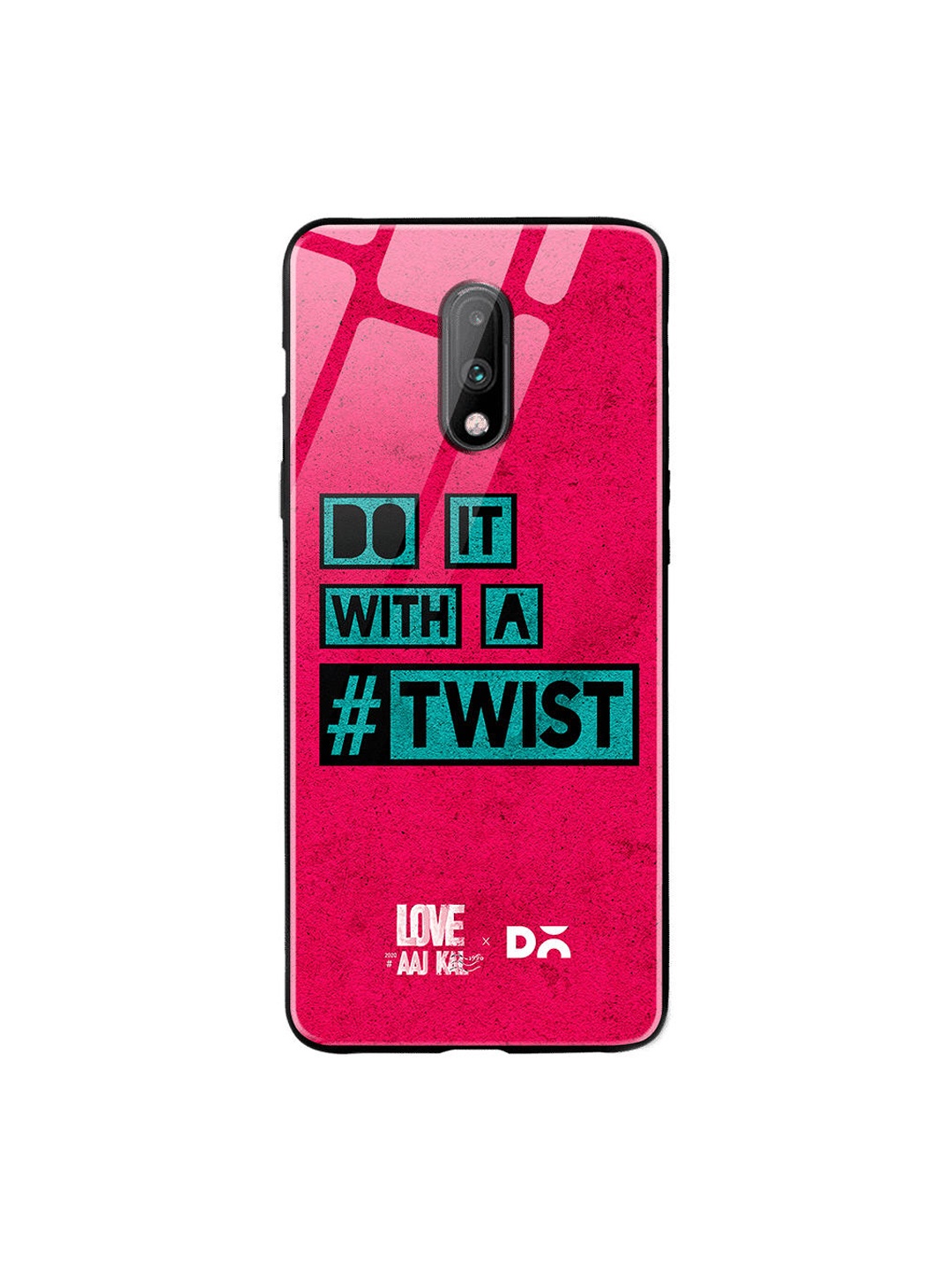 

DailyObjects Pink & Black Love Twist OnePlus 7 Glass Case