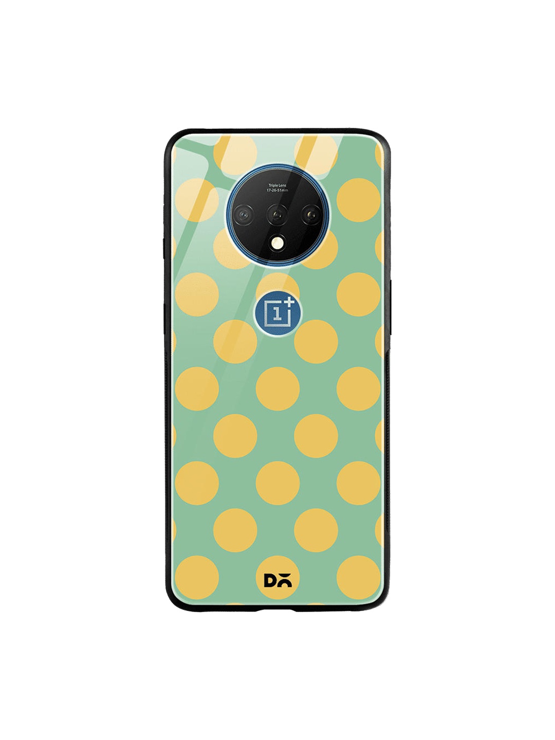 

DailyObjects Green & Yellow Polka OnePlus 7T Glass Case