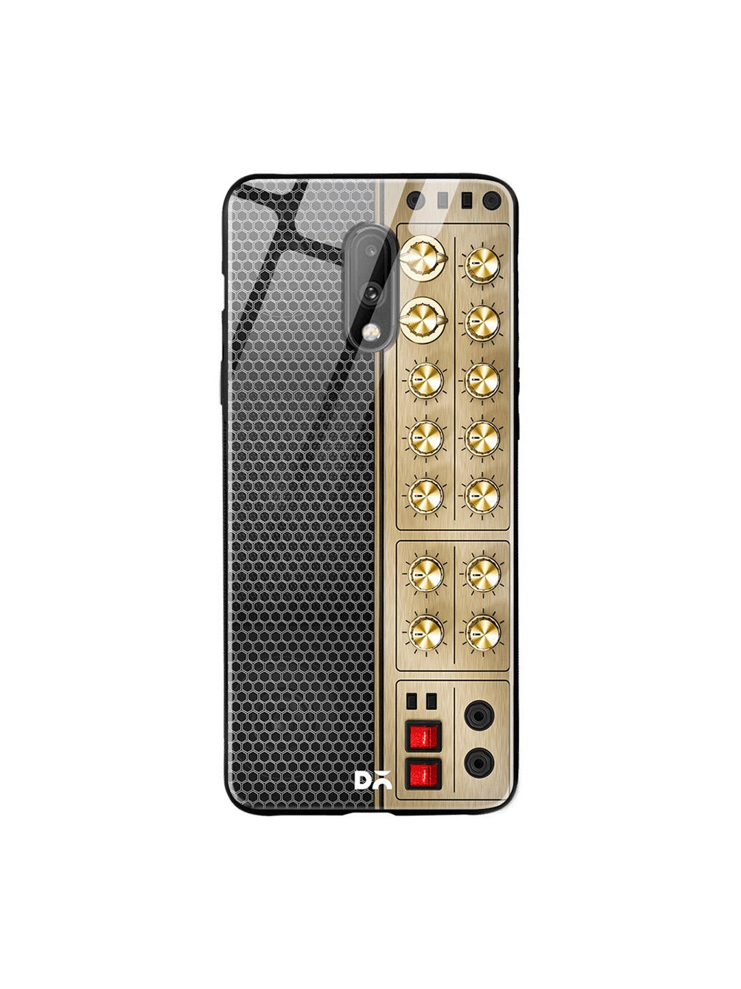 

DailyObjects Black & Gold-Toned Amp OnePlus 7 Glass Mobile Case