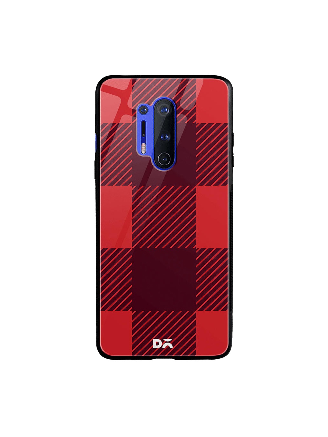 DailyObjects Red & Black Monochrome Checks OnePlus 8 Pro Glass Cover