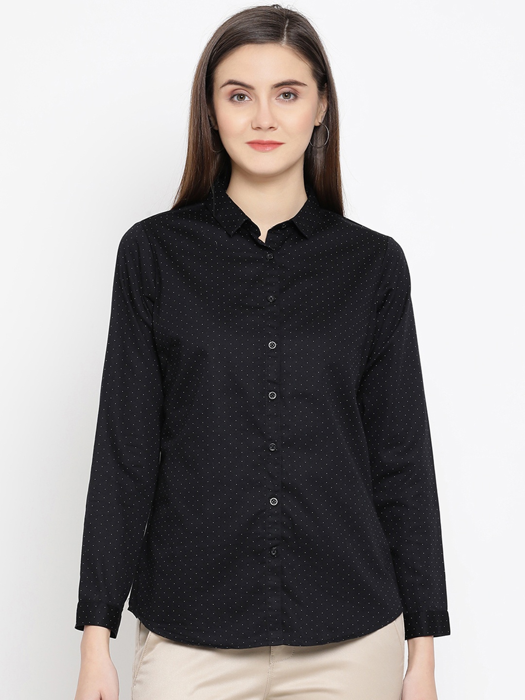 

Crimsoune Club Women Black Slim Fit Printed Casual Shirt