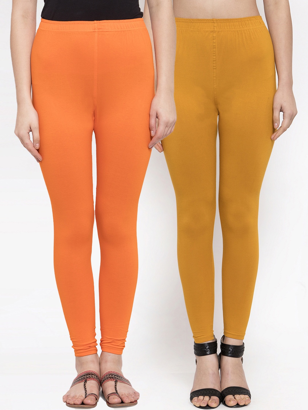 

TAG 7 Women Pack Of 2 Solid Ankle-Length Leggings, Mustard
