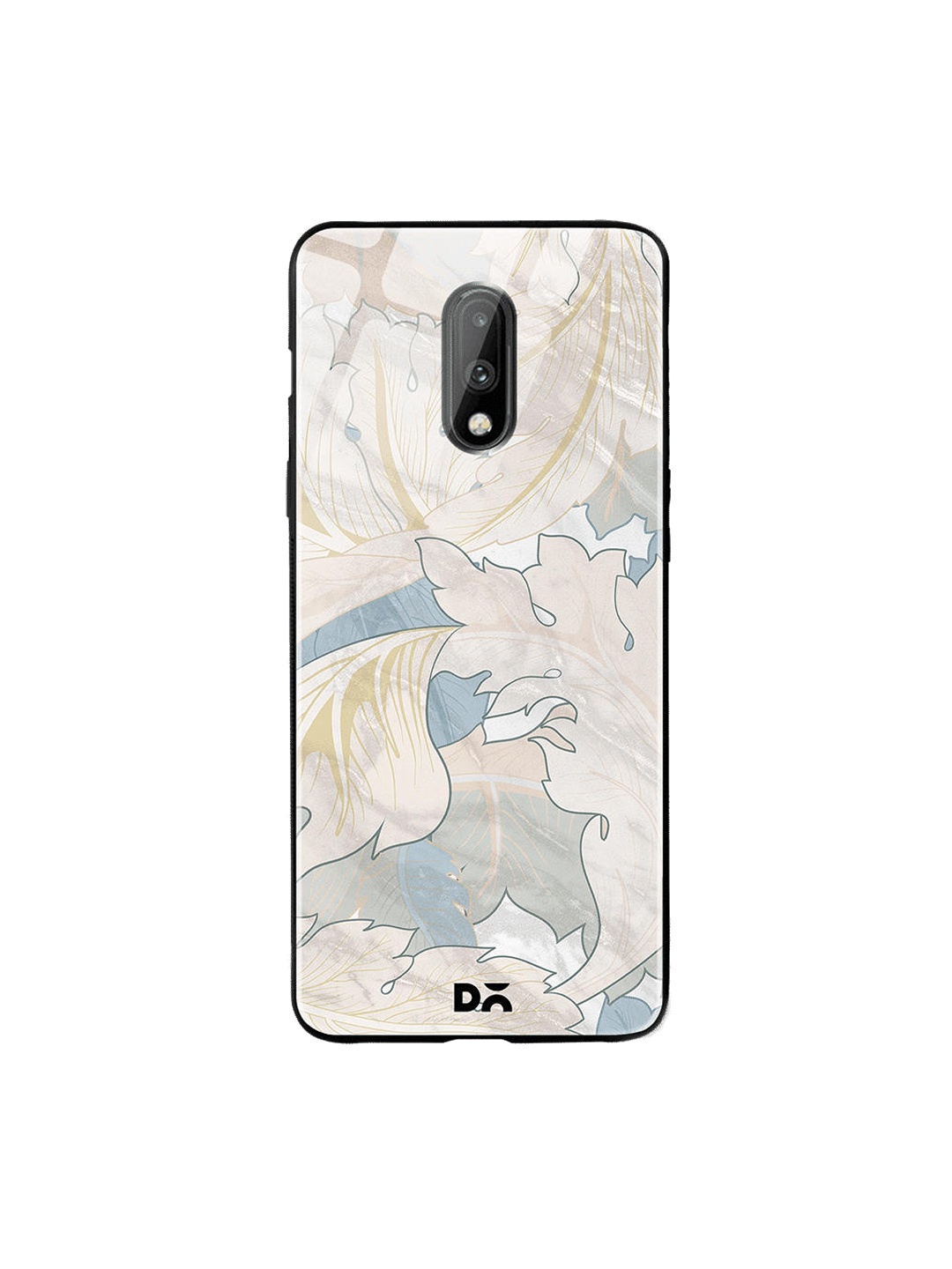 

DailyObjects Grey & Blue Marble Leaves OnePlus 7 Glass Case