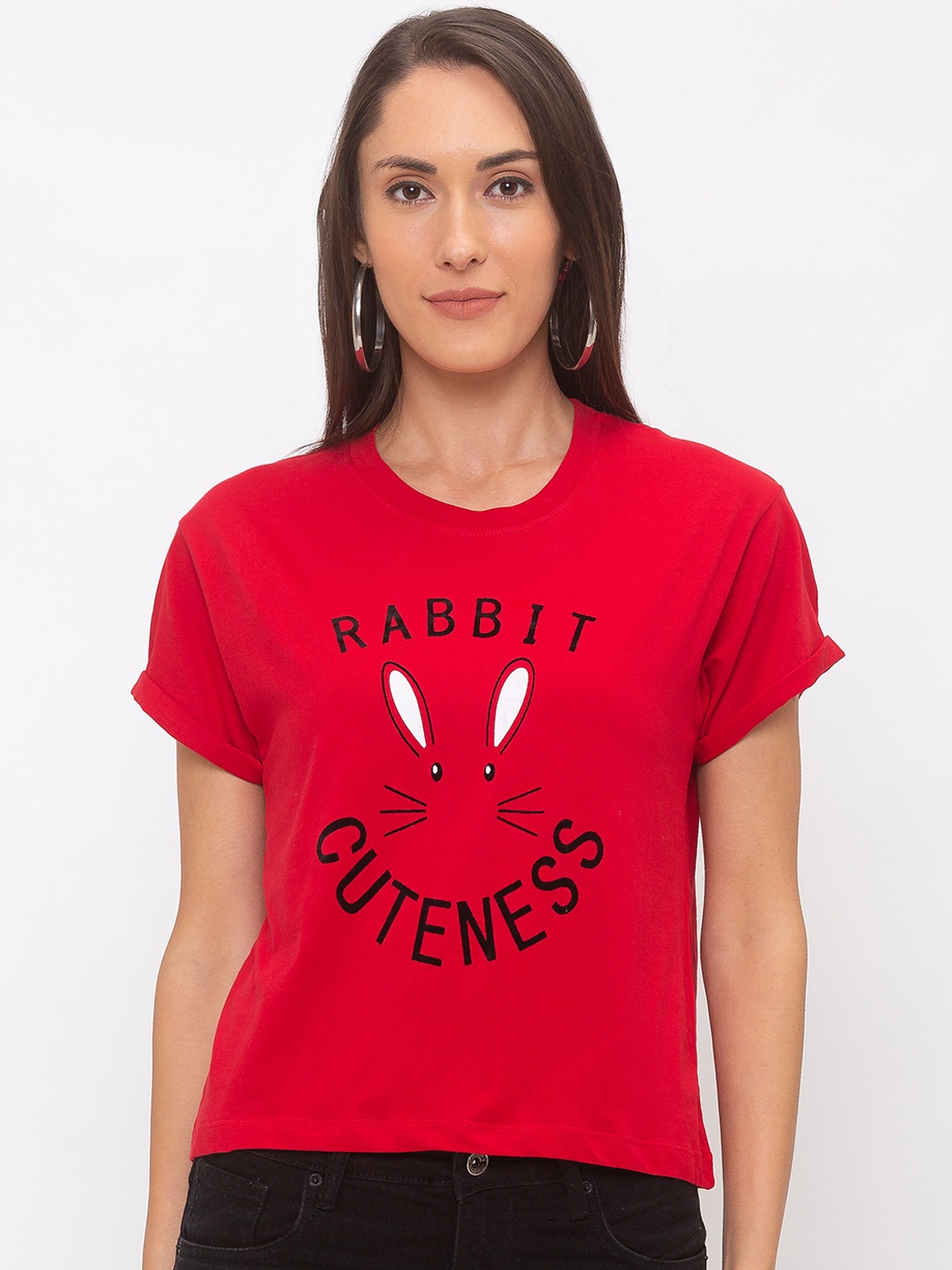 

Globus Women Red Printed Round Neck T-shirt