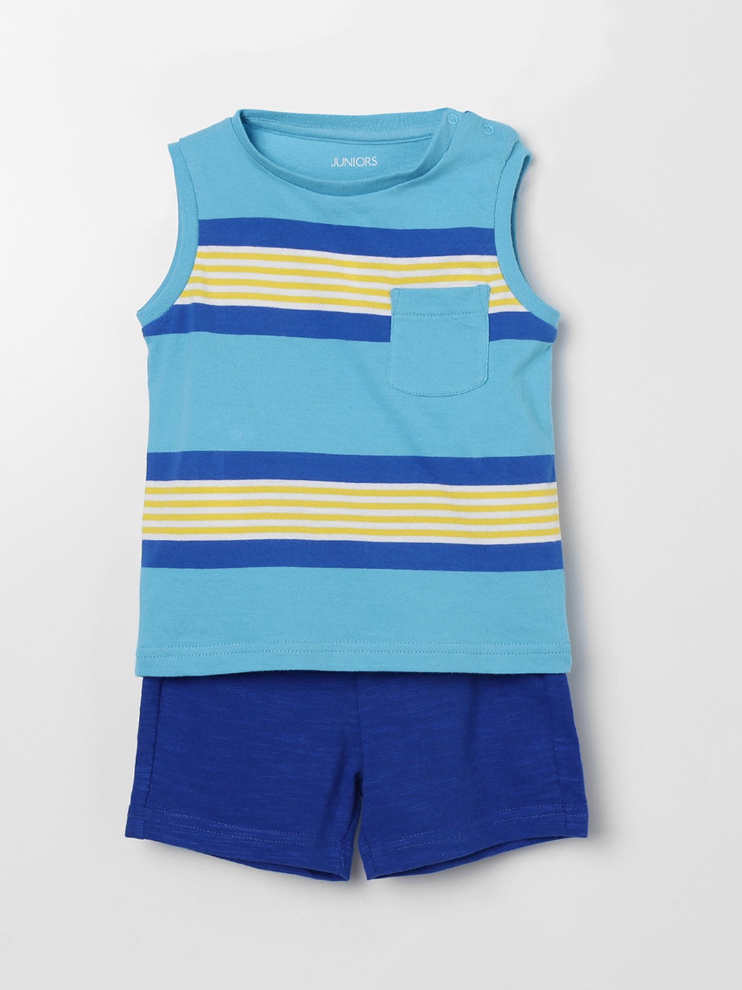 

Juniors by Lifestyle Boys Blue Striped T-shirt with Shorts