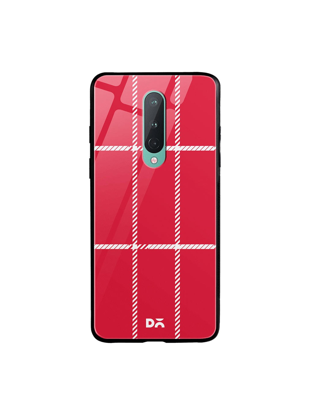 

DailyObjects Red & White Rose Rope Checks OnePlus 8 Glass Case