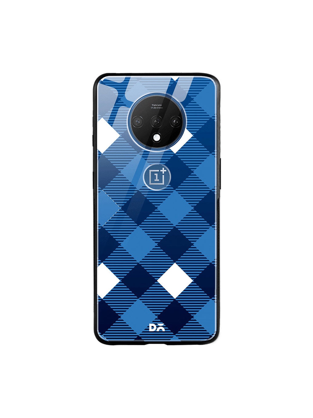 

DailyObjects Blue & White Small Static Nightfall Checks OnePlus 7T Glass Case