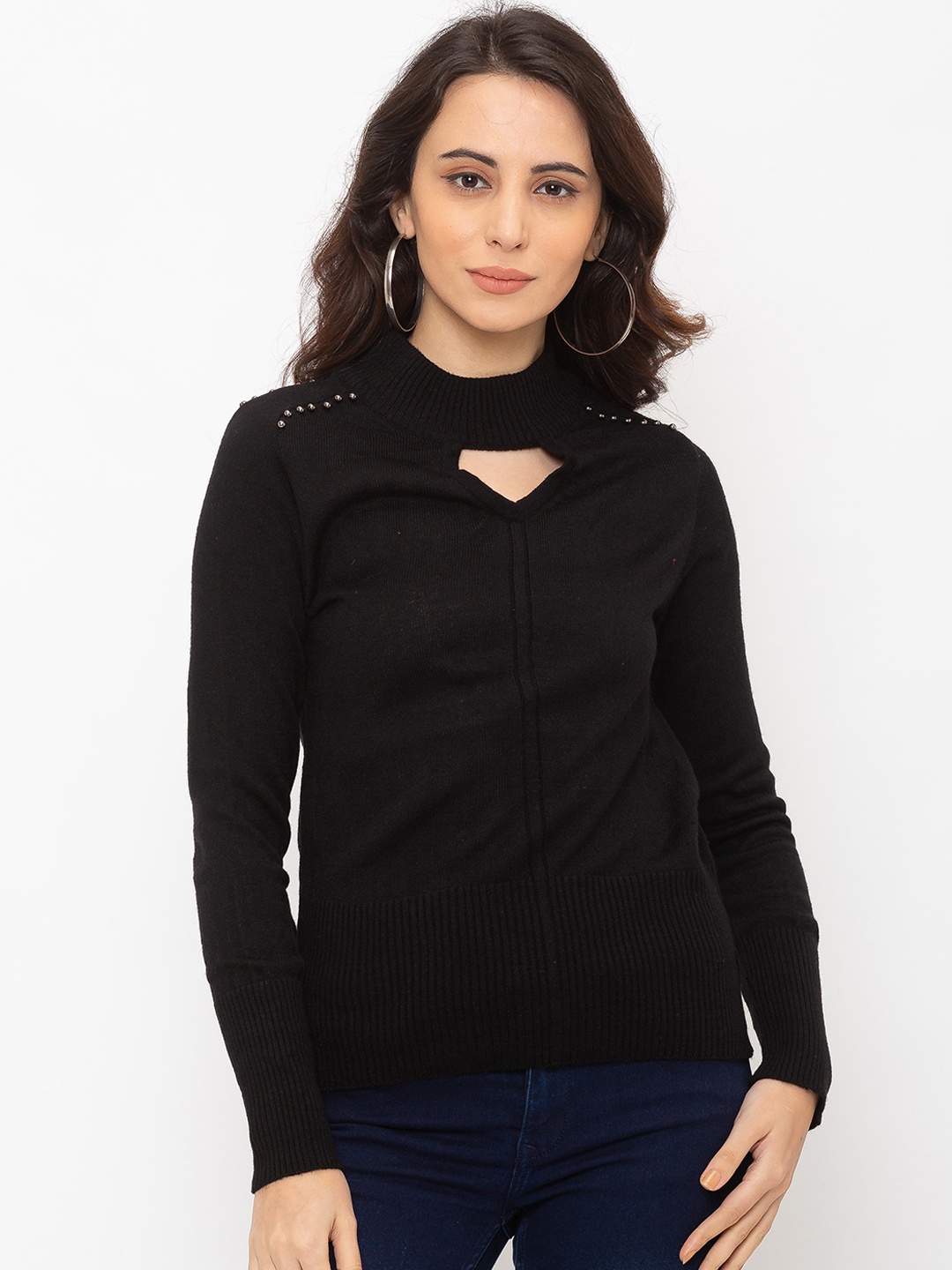 

Globus Women Black Solid Pullover Sweater