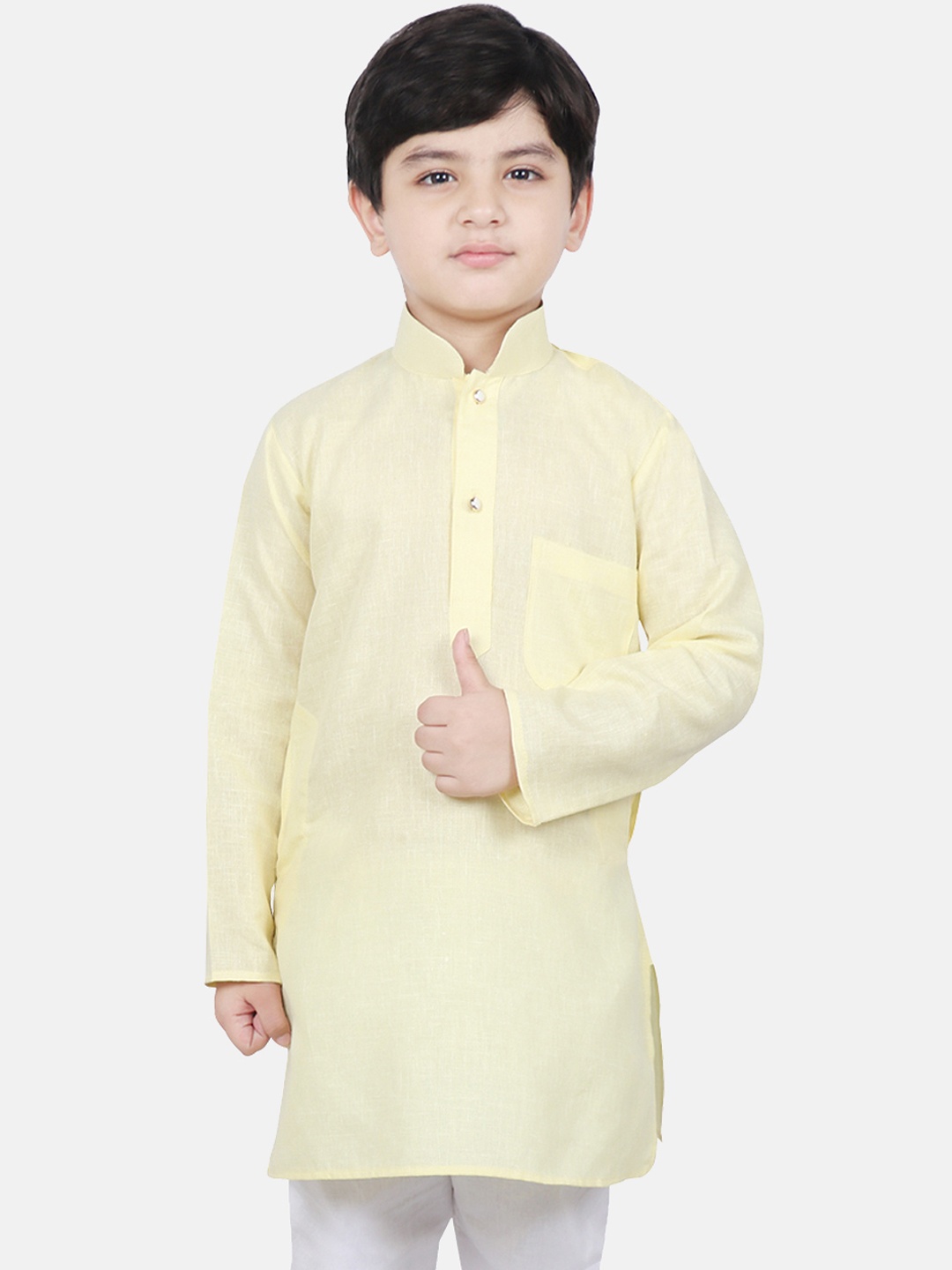 

SG YUVRAJ Boys Yellow Solid Straight Kurta