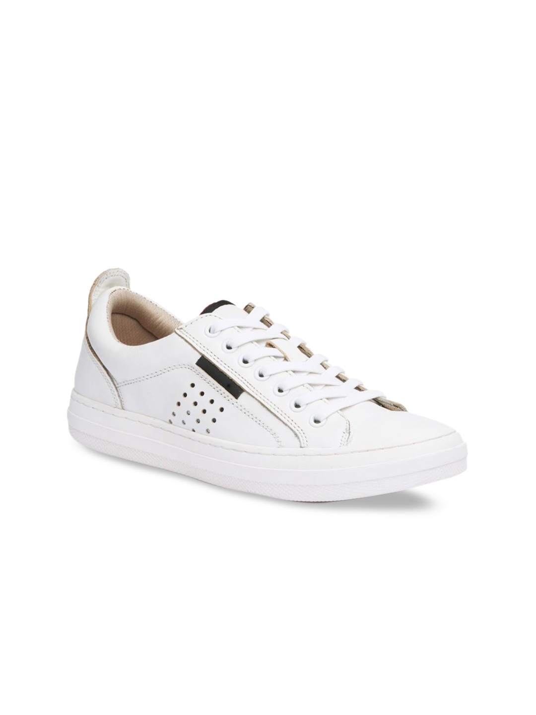 Kenneth Cole Men White Perforations Leather Sneakers