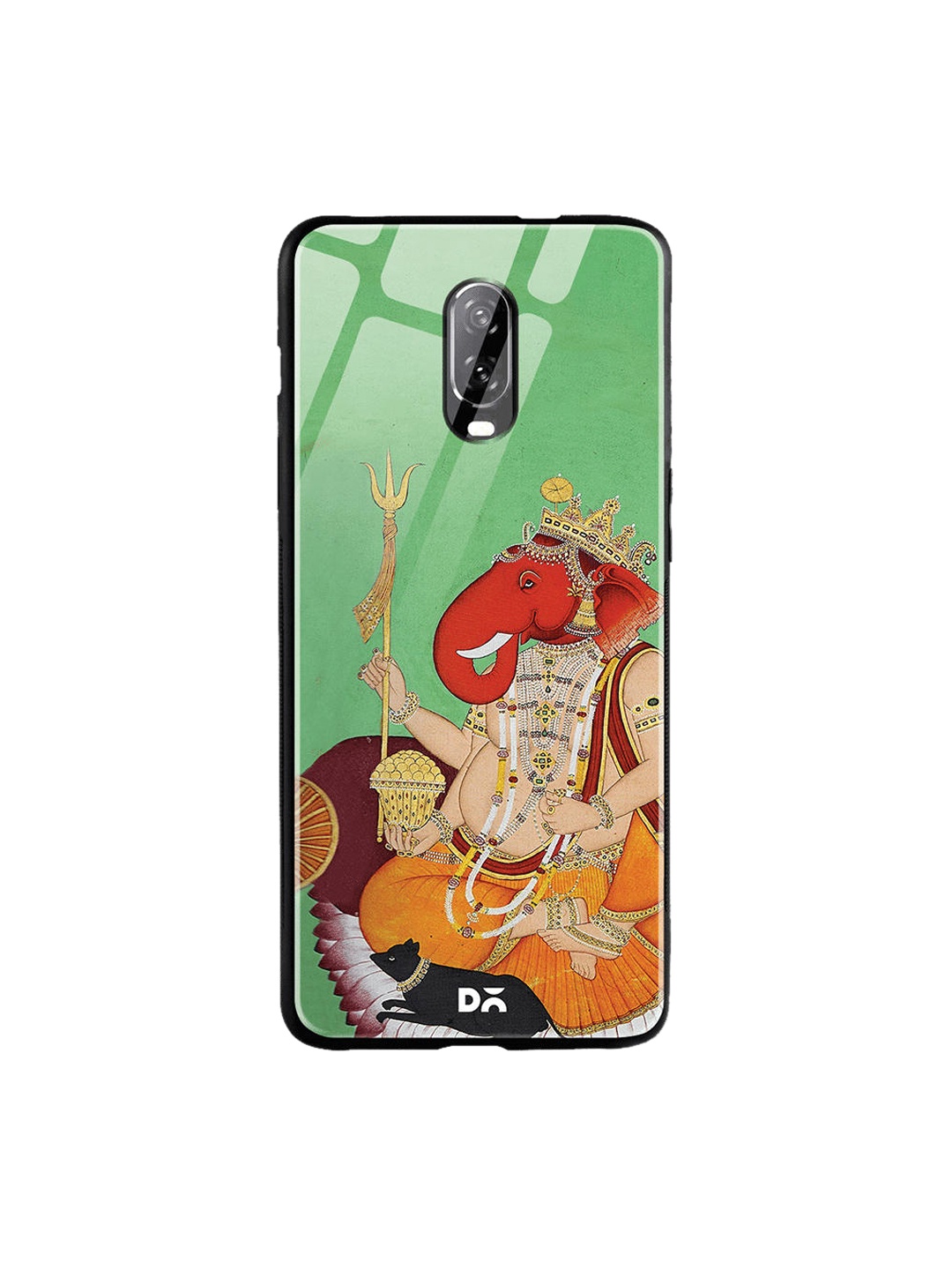 

DailyObjects Green & Red Divine Ganesha Printed OnePlus 6T Glass Case