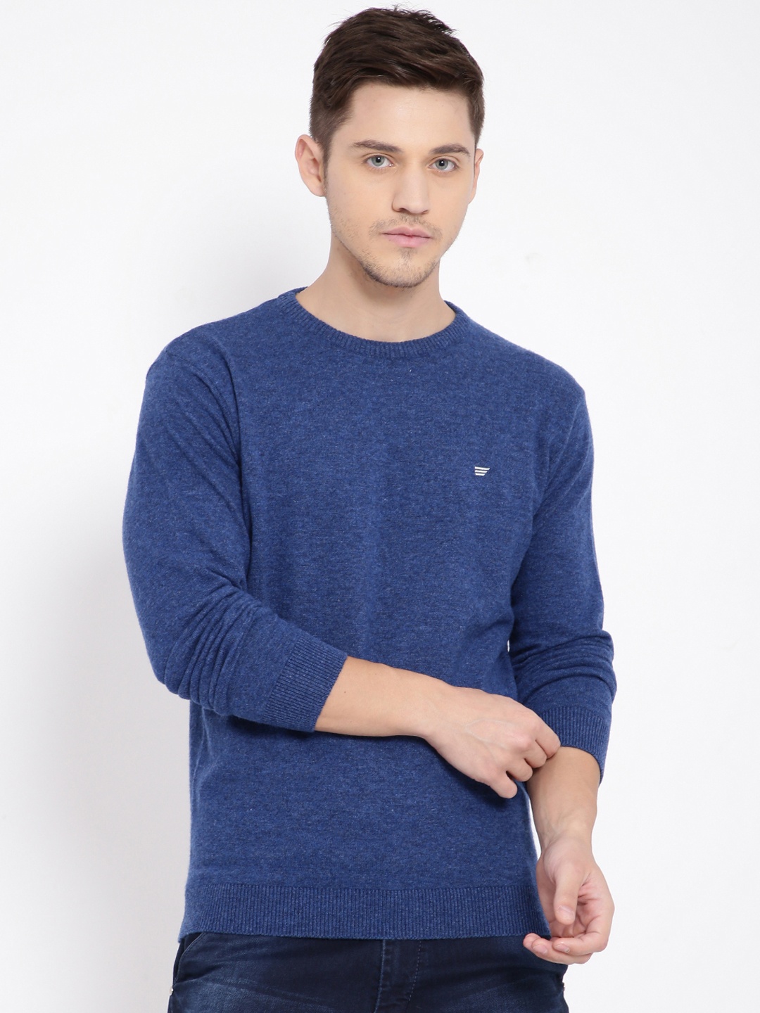 

t-base Men Blue Solid Pullover Sweater