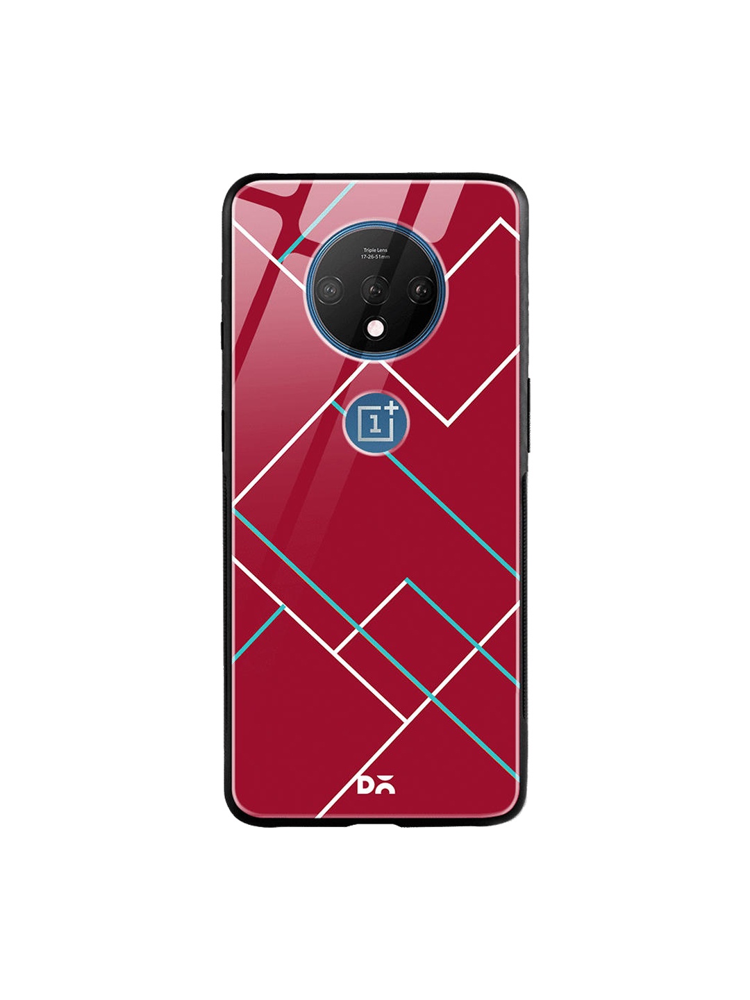 

DailyObjects Red & White Tech Lines OnePlus 7T Glass Cover