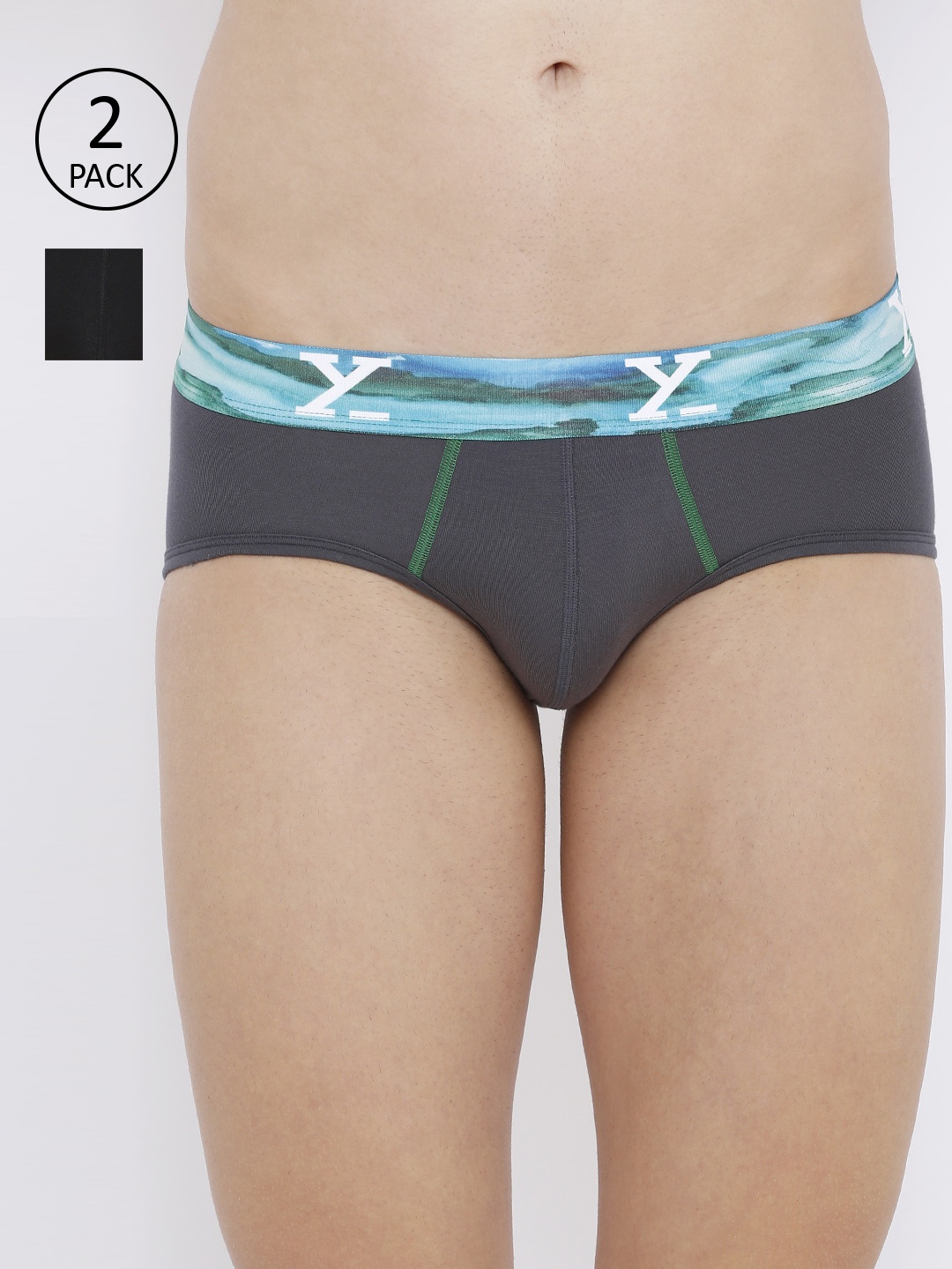 

XYXX Men Pack Of 2 Ultra-Soft Antimicrobial Basic Briefs XYBRF2PCKN105, Grey