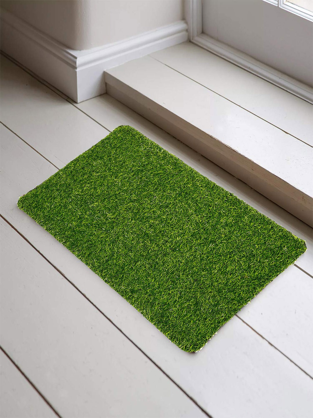 

Kuber Industries Green Solid Artificial Grass Doormat