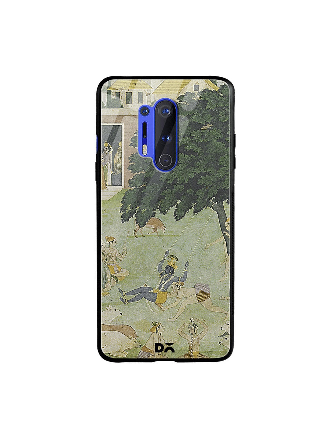 DailyObjects Green & Grey Krishan Swing Friends OnePlus 8 Pro Glass Case