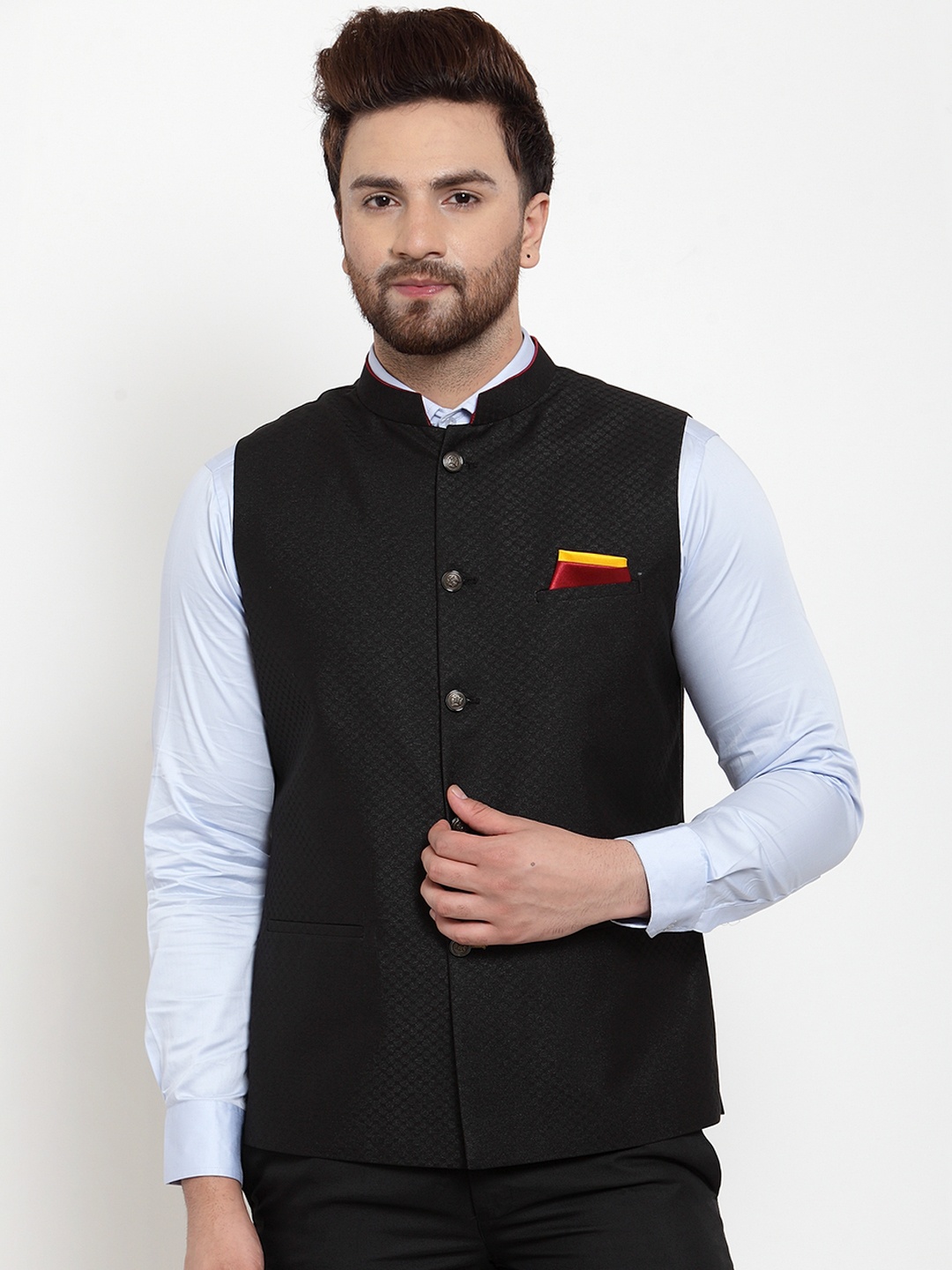 

MAXENCE Men Black Printed Nehru Jacket