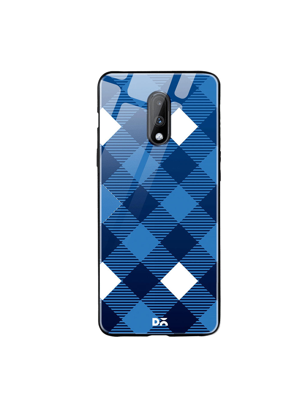 

DailyObjects Blue & White Checks OnePlus 7 Glass Case