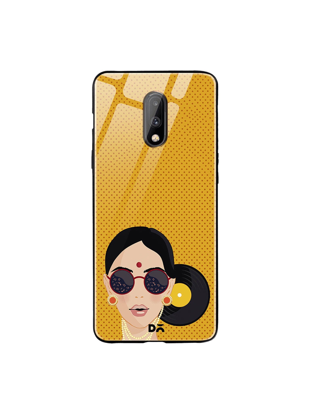 

DailyObjects Mustard Yellow & Black Disk Bun OnePlus 7 Glass Case