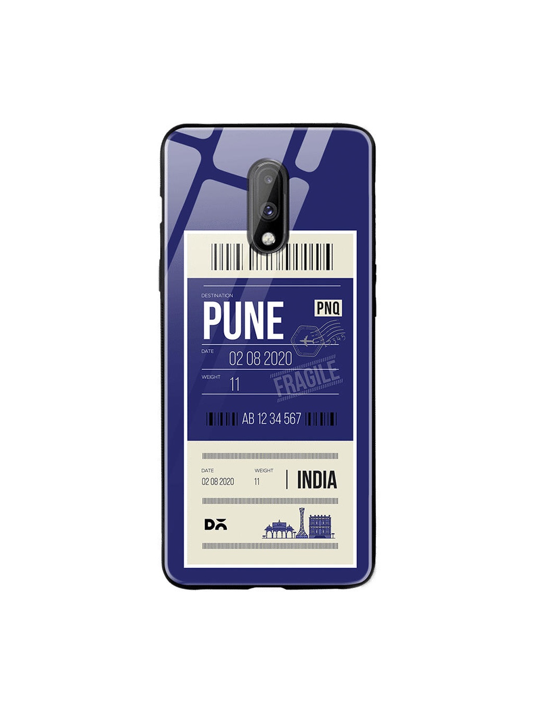 

DailyObjects Blue & White Pune City Tag OnePlus 7 Glass Case