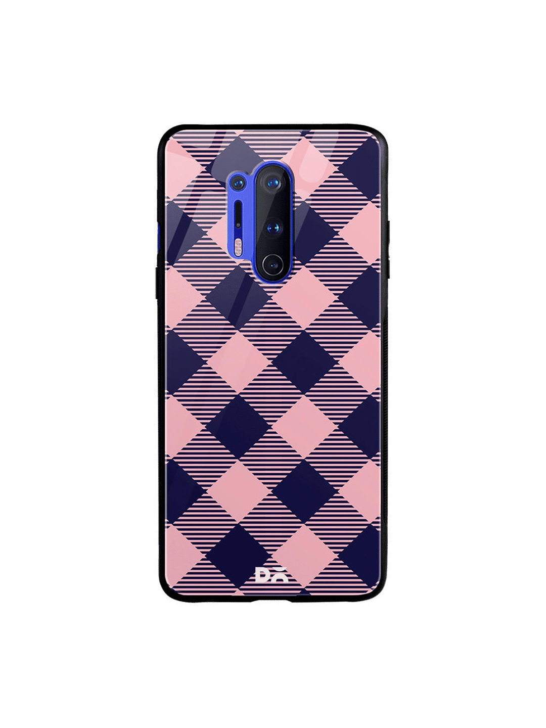 

DailyObjects Pink & Blue Small Static Bubblrgum Checks OnePlus 8 Pro Glass Case