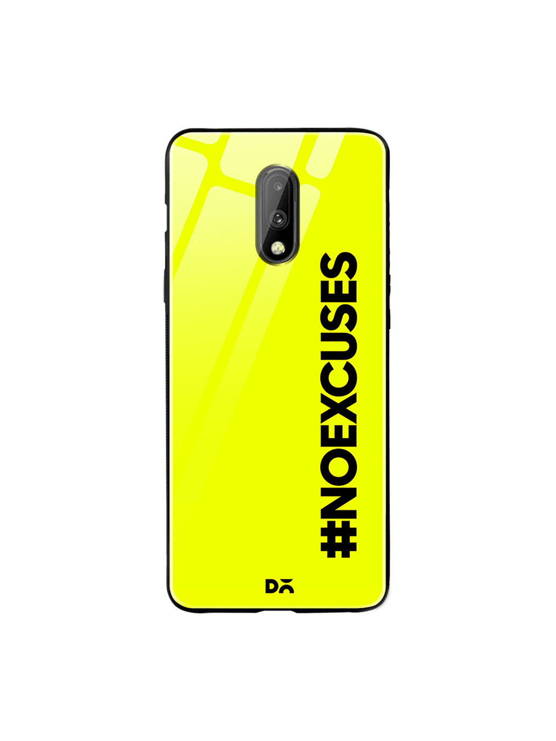 

DailyObjects Lemon Yellow & Black No Excuses OnePlus 7 Glass Case