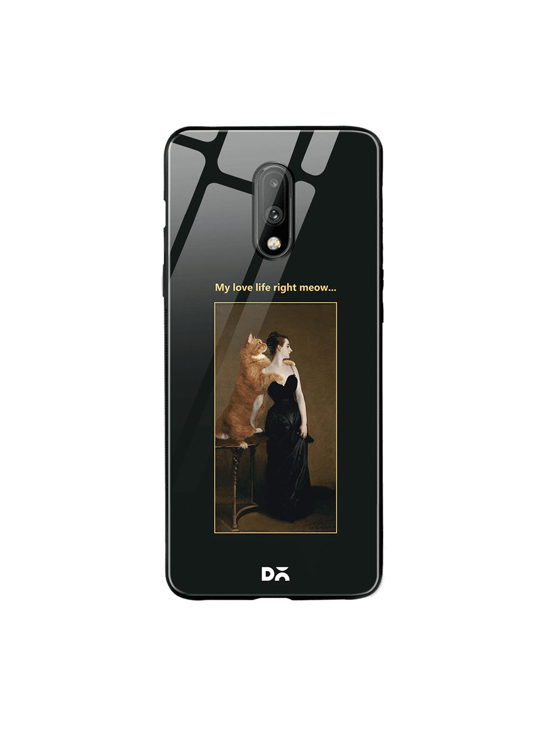 

DailyObjects Black & Brown Love Life Meow OnePlus 7 Glass Case