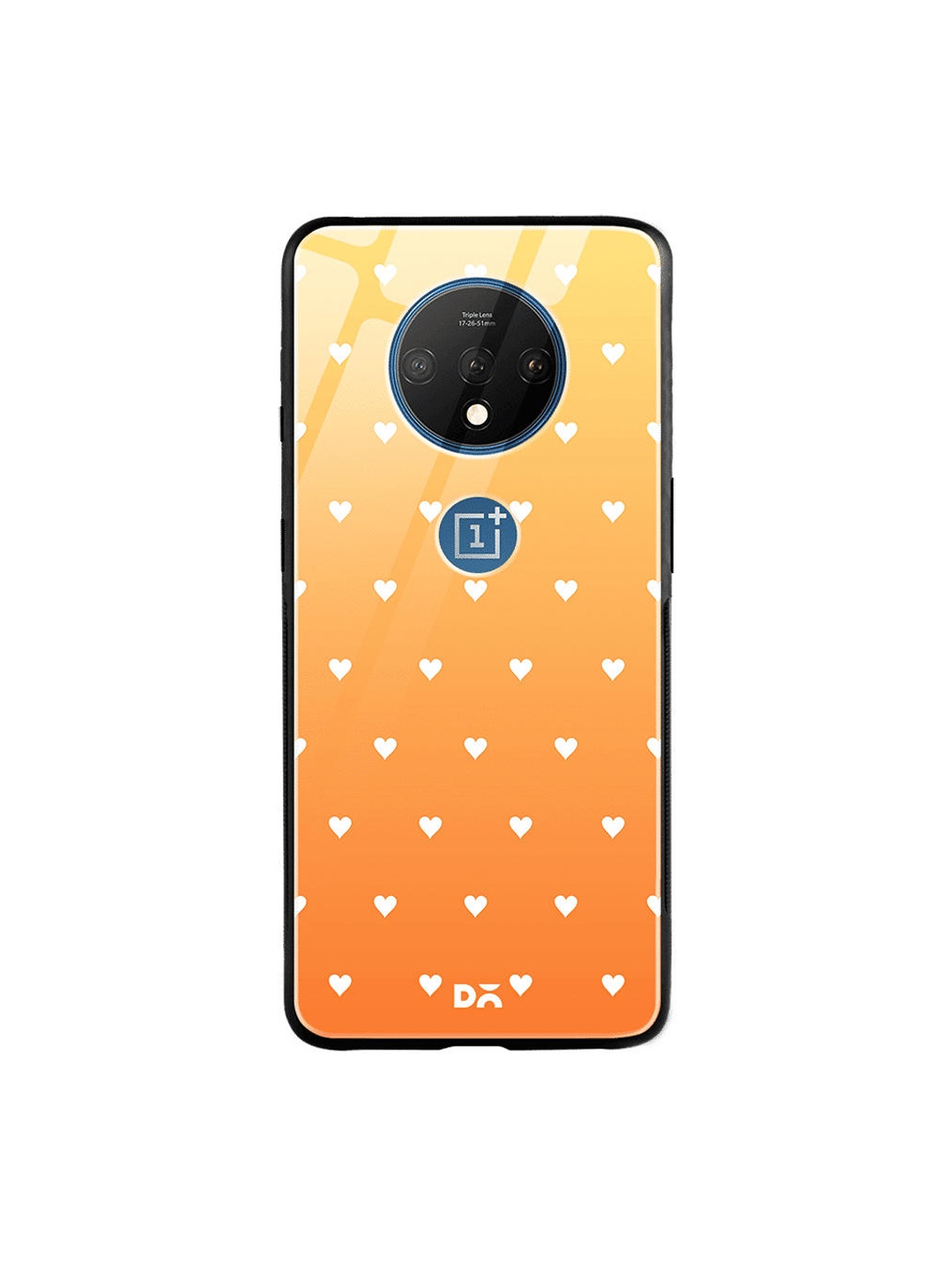 

DailyObjects Mustard Yellow & White Summer Hearts OnePlus 7T Glass Case