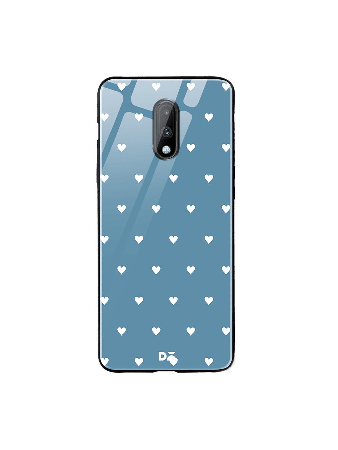 

DailyObjects Blue & White Blueberry Hearts OnePlus 7 Glass Case