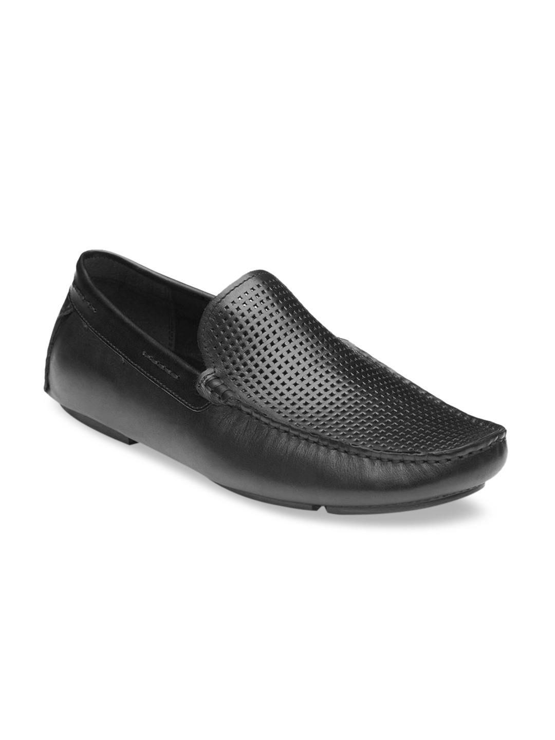 

Kenneth Cole Men Black Textured Leather Formal Slip-Ons