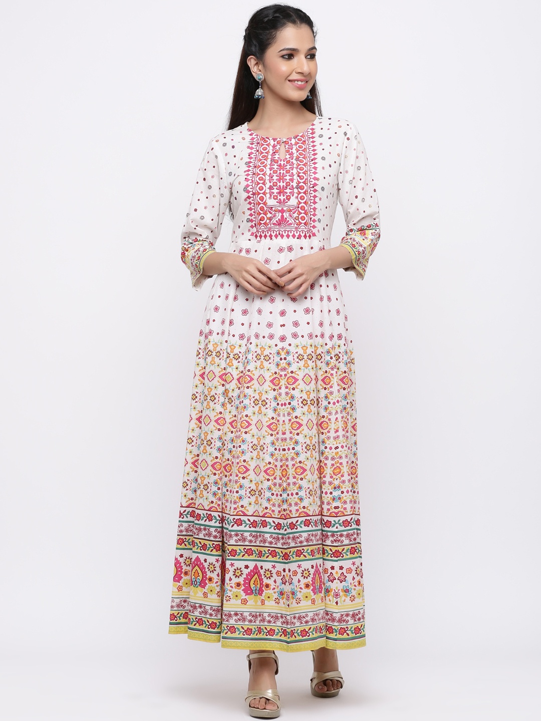 

Juniper Women Mustard Printed Maxi Dress